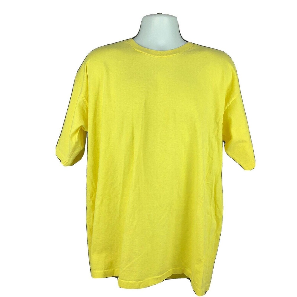 Fashion Gear Vintage‎ 90s T-Shirt Size XXL Single Stitching Plain Blank Yellow